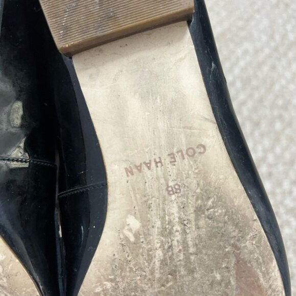 Cole haan pointed toe black flats size 8 bow - Picture 6 of 8